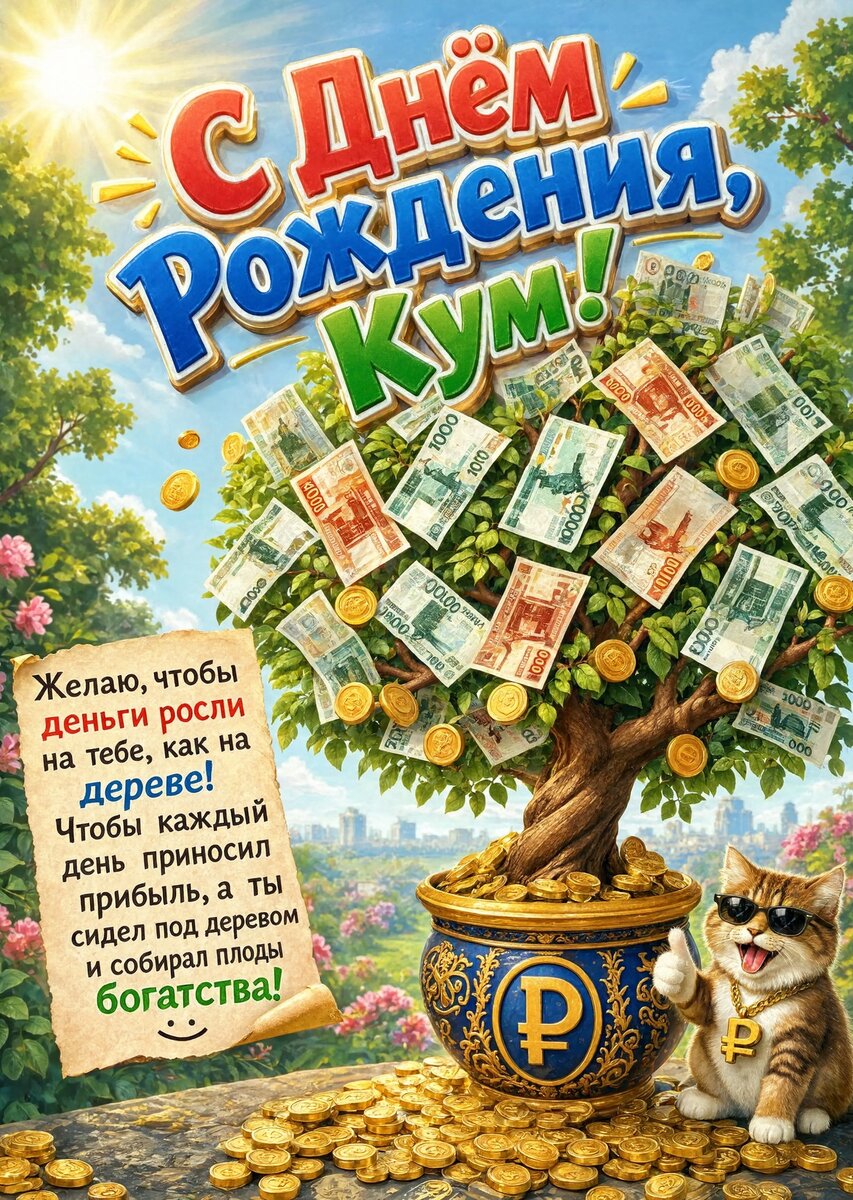Открытка "С днем рождения куму" #81