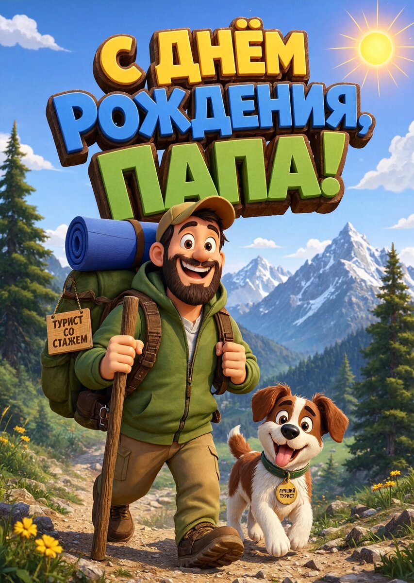 Открытка "С днём рождения папе" #4
