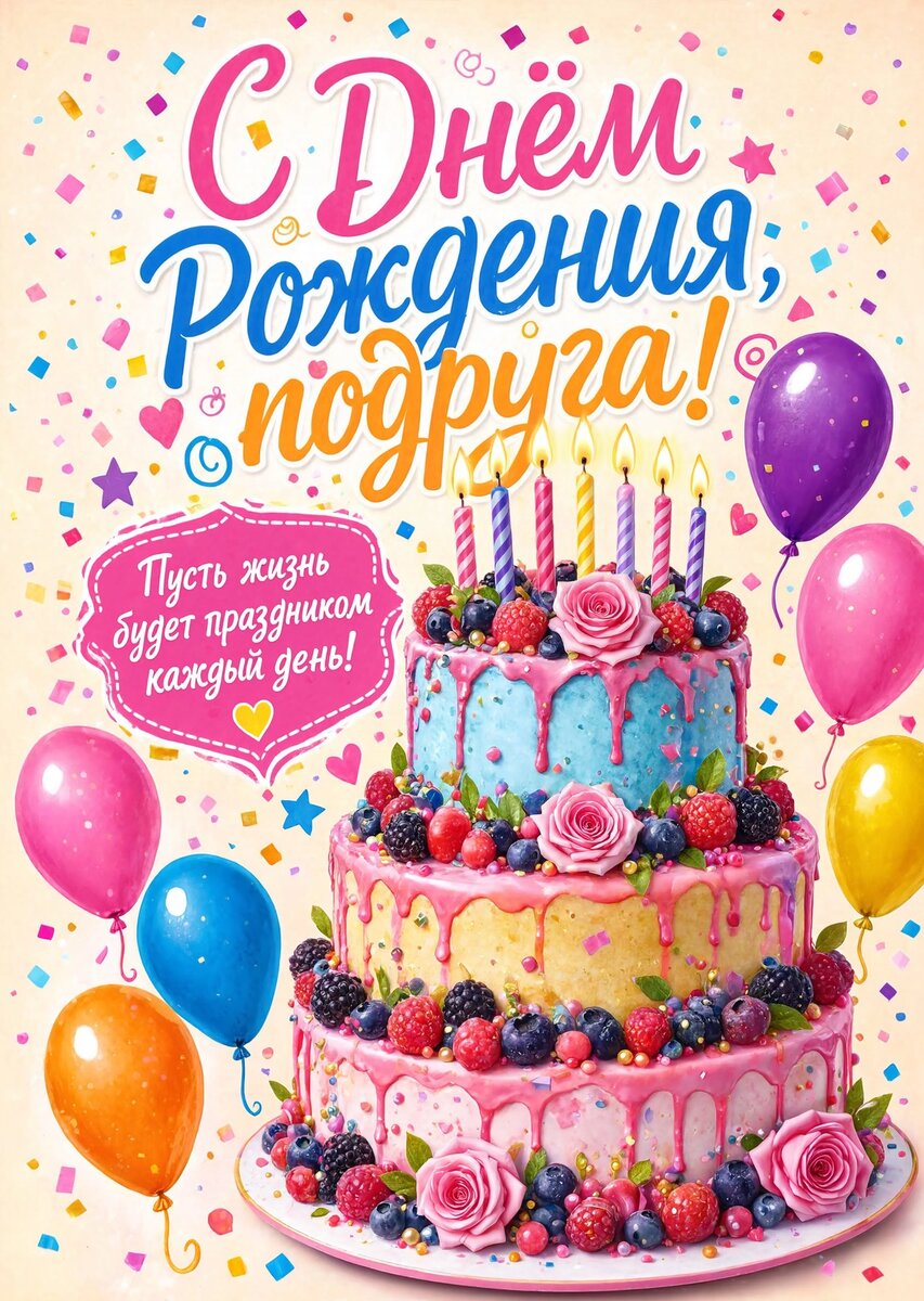 Открытка С Днём Рождения Подруга #10