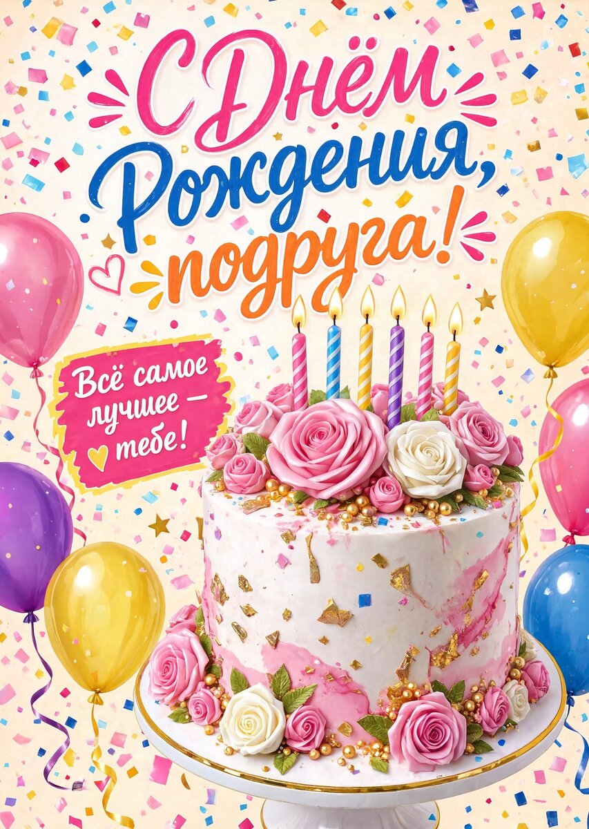 Открытка С Днём Рождения Подруга #7