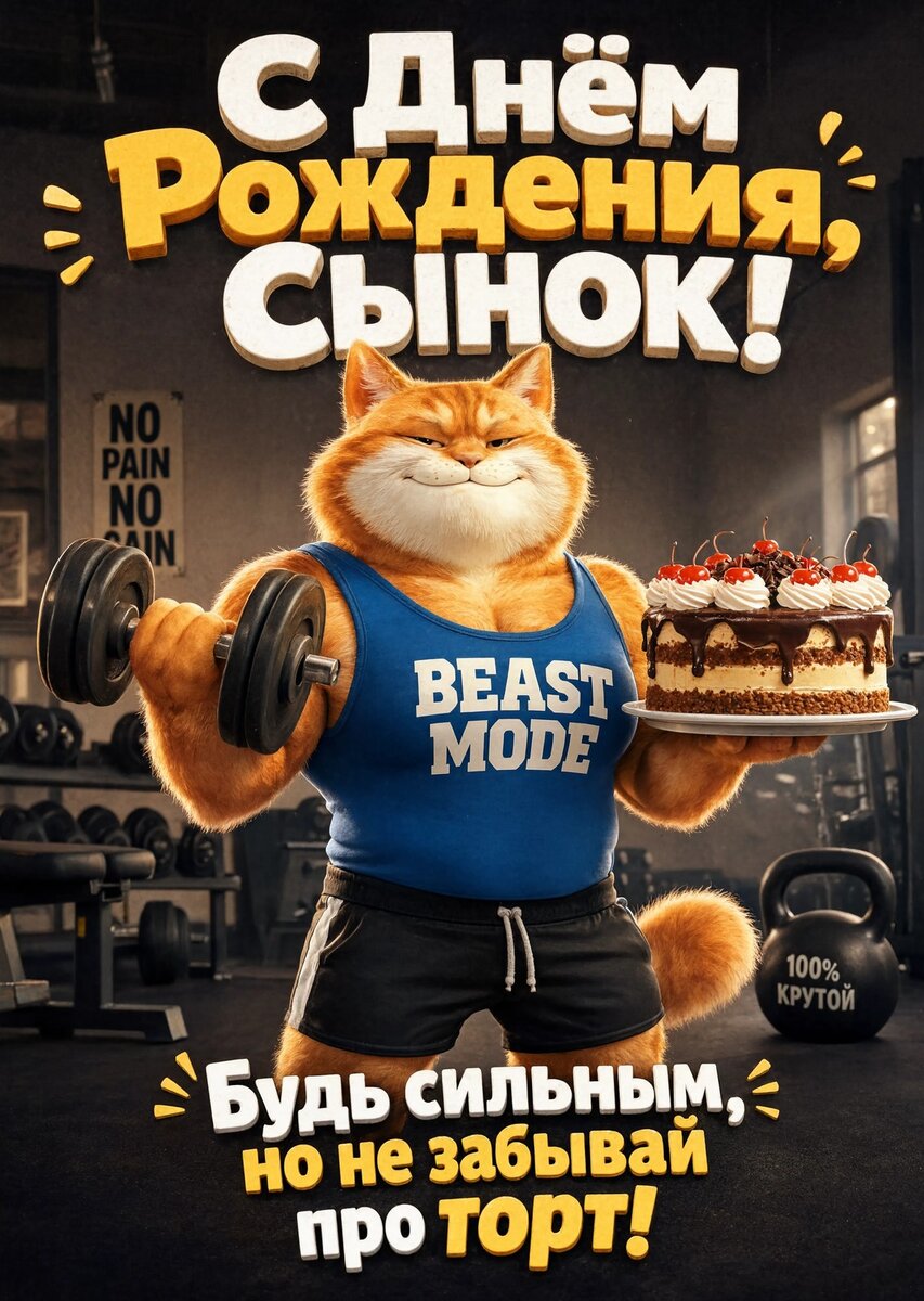 Открытка С днем рождения сыну #11