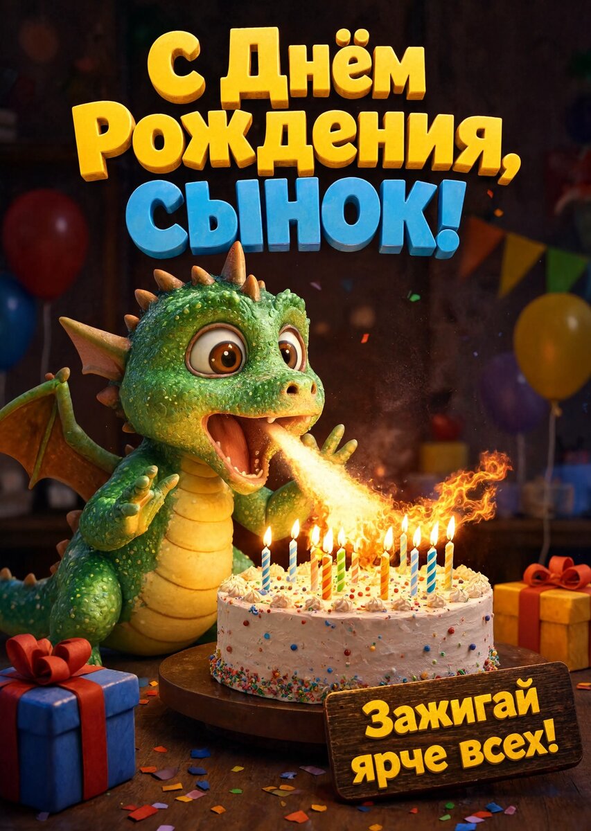 Открытка С днем рождения сыну #14