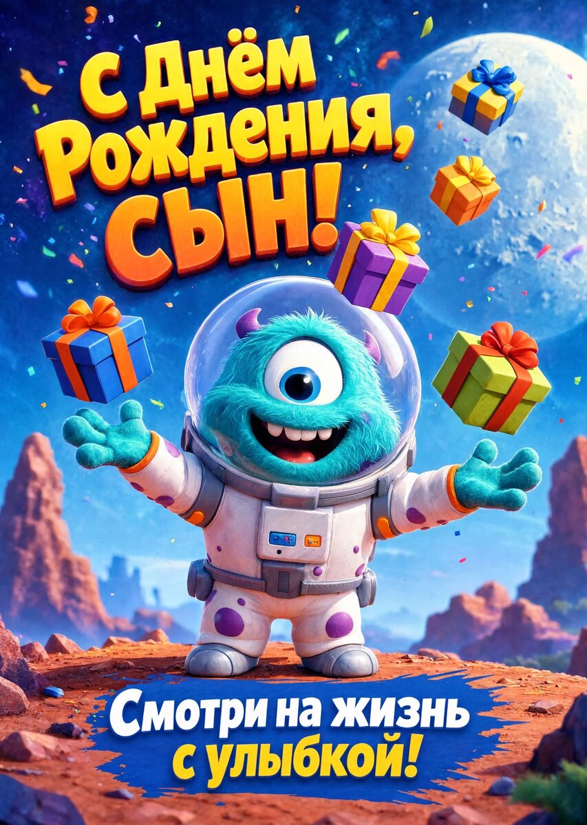 Открытка С днем рождения сыну #15