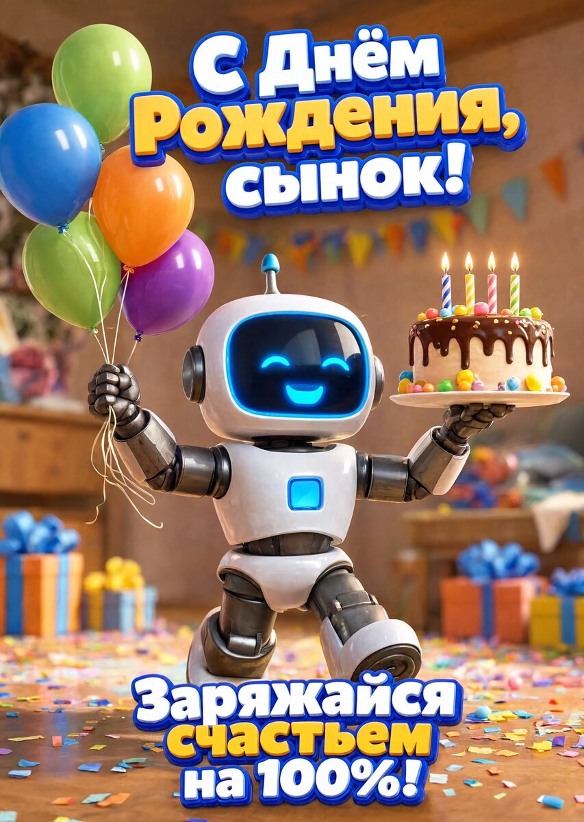 Открытка С днем рождения сыну #16