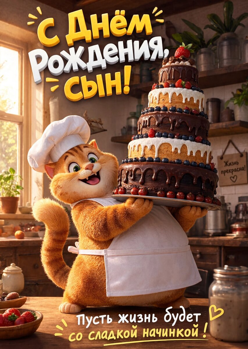 Открытка С днем рождения сыну #17