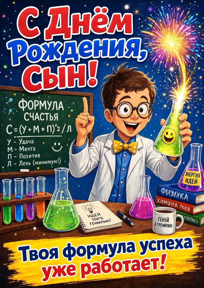 Открытка С днем рождения сыну #20