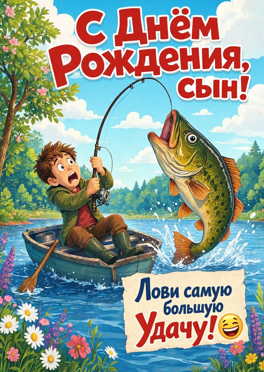 Открытка С днем рождения сыну #21