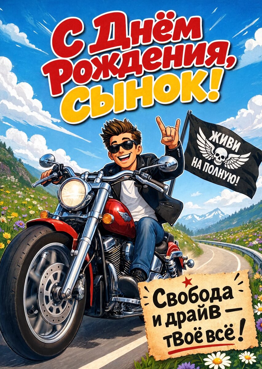 Открытка С днем рождения сыну #23