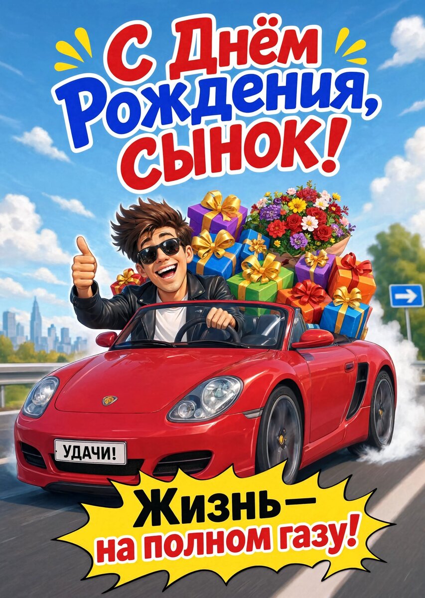Открытка С днем рождения сыну #26
