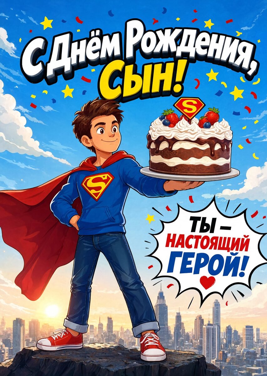 Открытка С днем рождения сыну #27