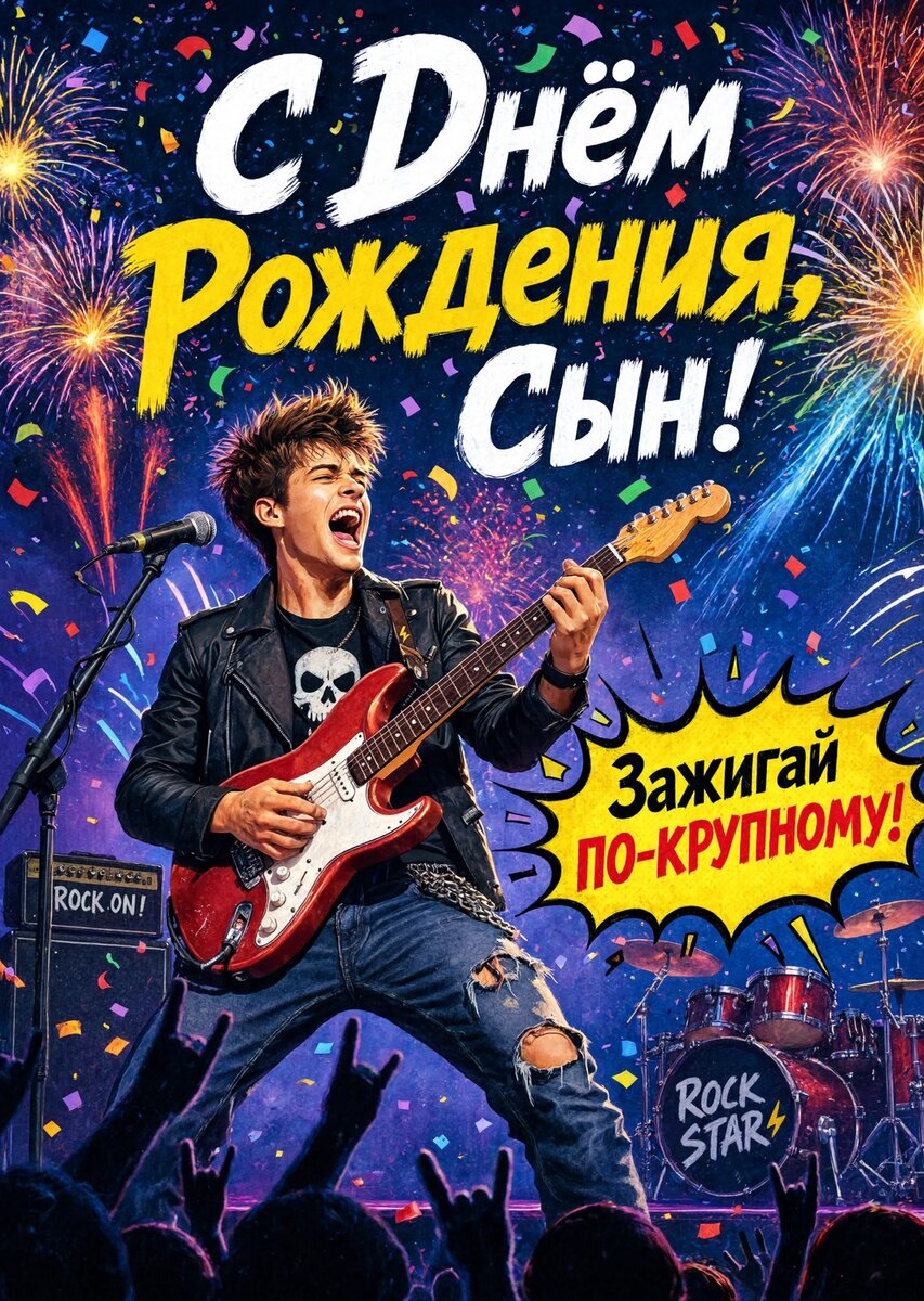 Открытка С днем рождения сыну #28