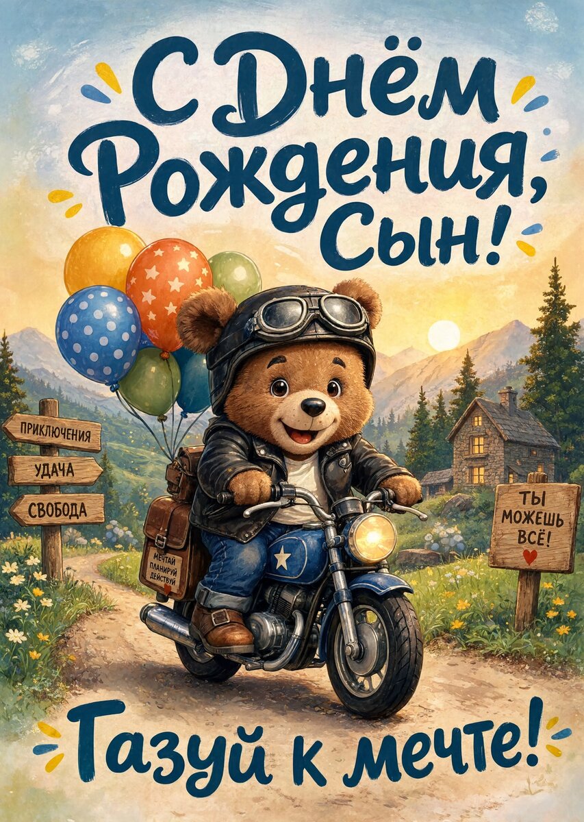 Открытка С днем рождения сыну #29