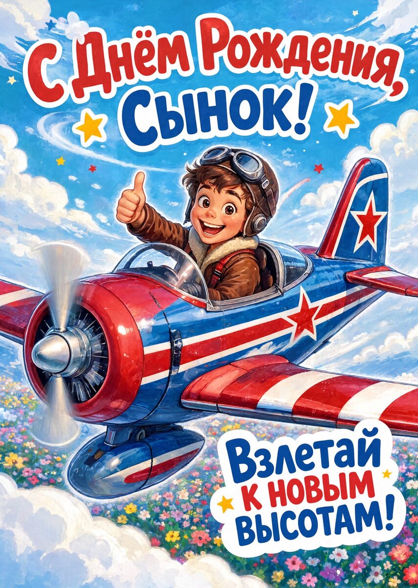 Открытка С днем рождения сыну #4