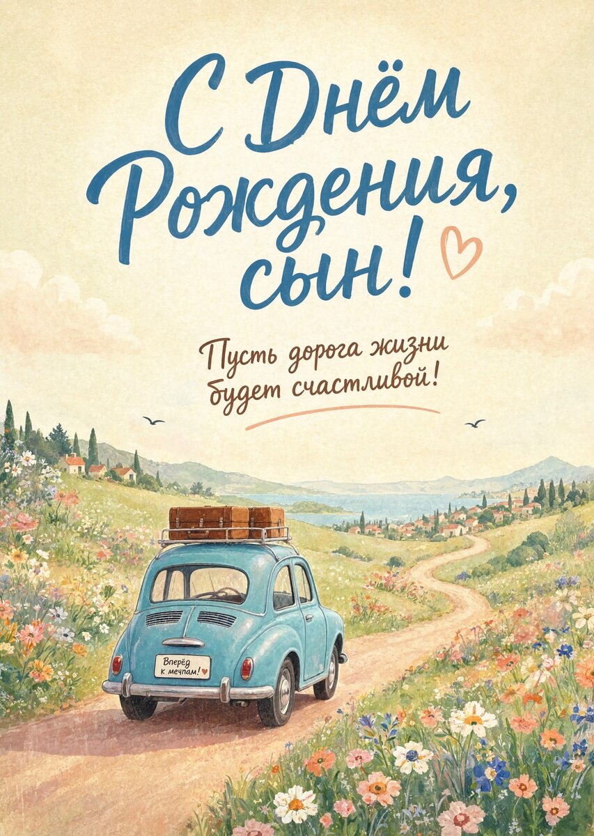 Открытка С днем рождения сыну #42