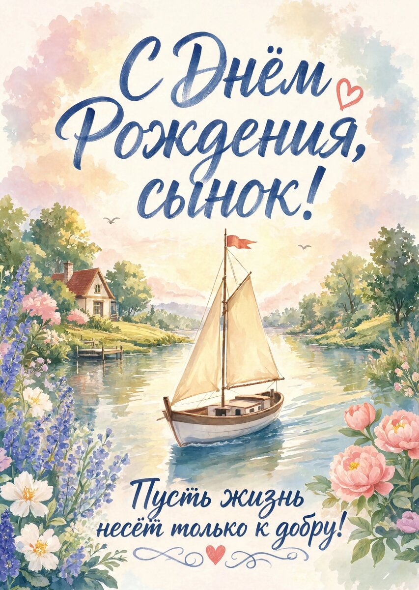 Открытка С днем рождения сыну #45