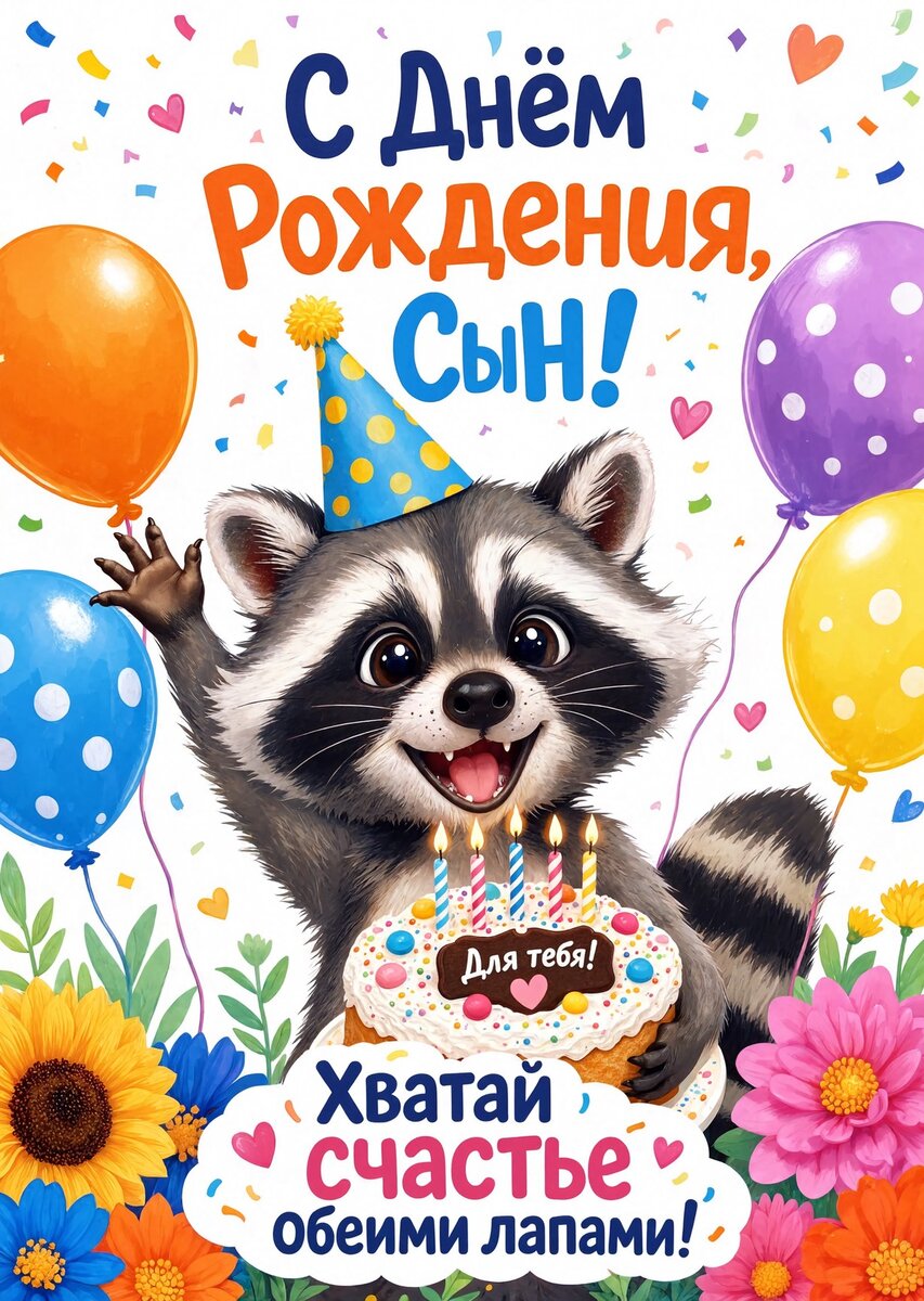 Открытка С днем рождения сыну #48