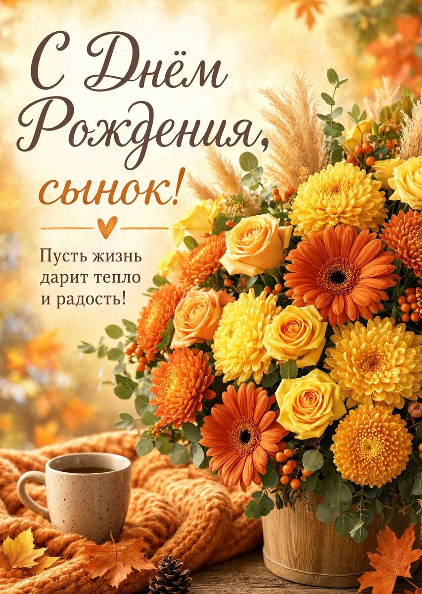 Открытка С днем рождения сыну #60