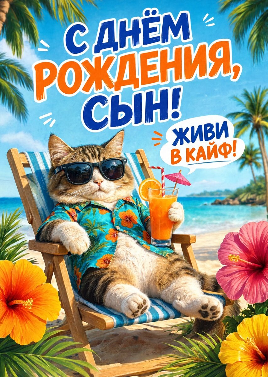Открытка С днем рождения сыну #61
