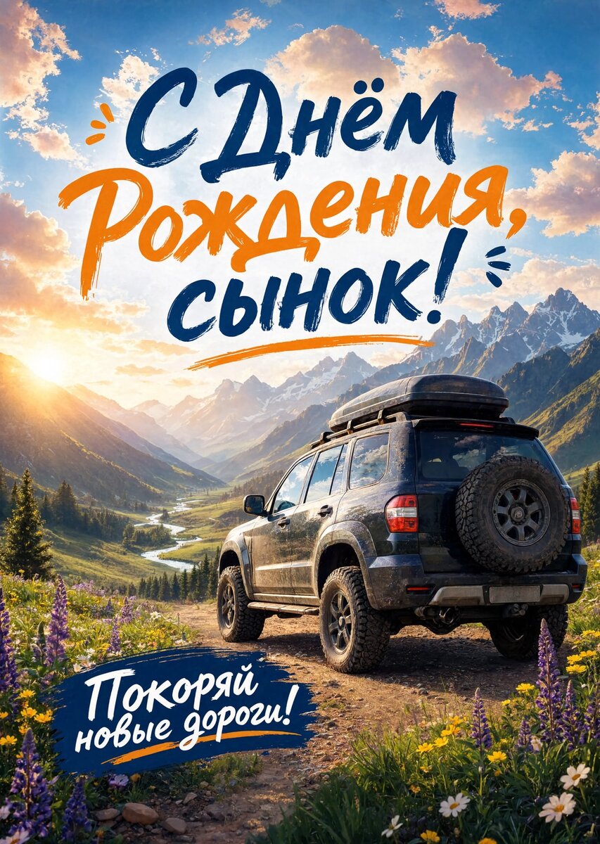 Открытка С днем рождения сыну #62