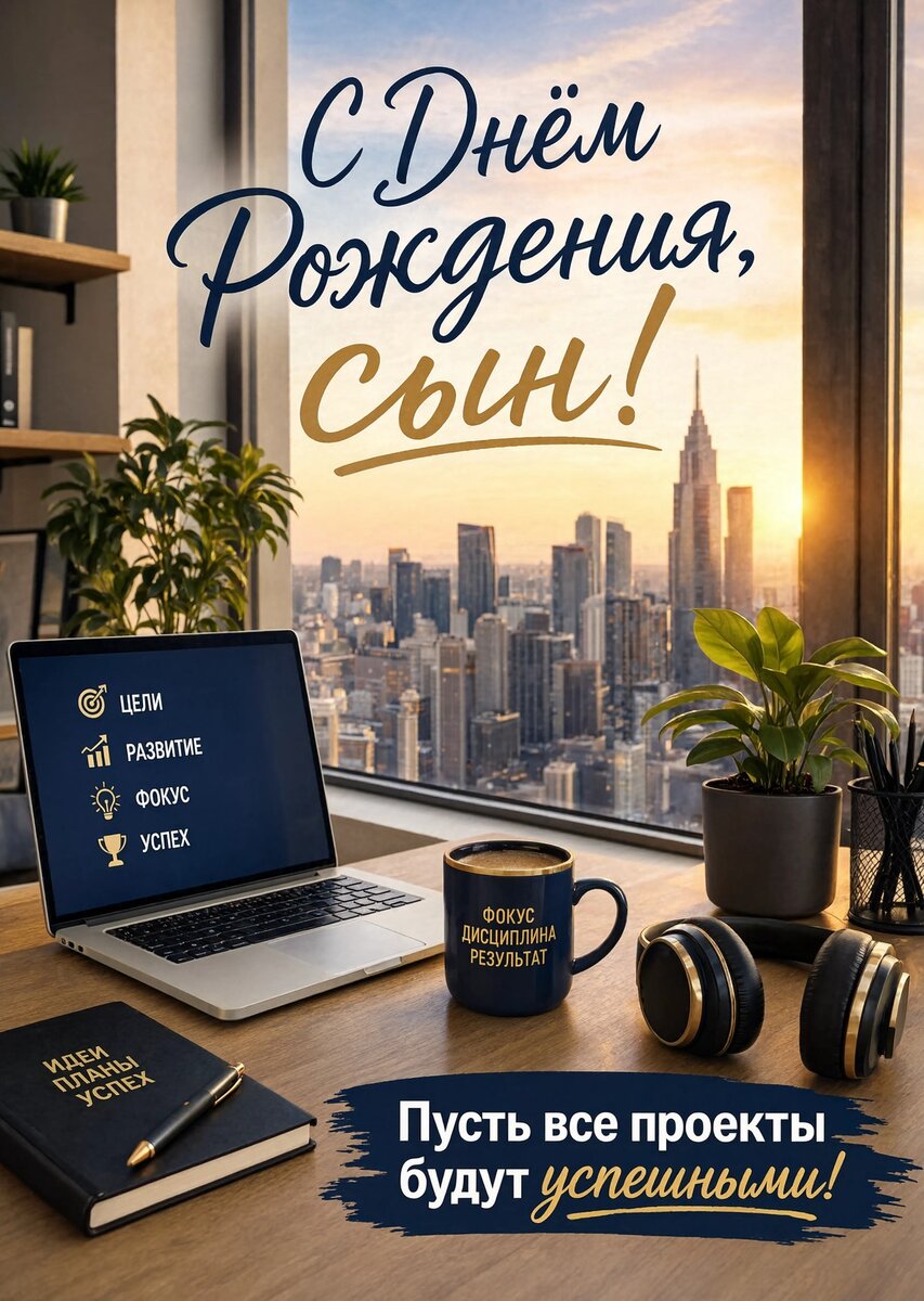 Открытка С днем рождения сыну #64