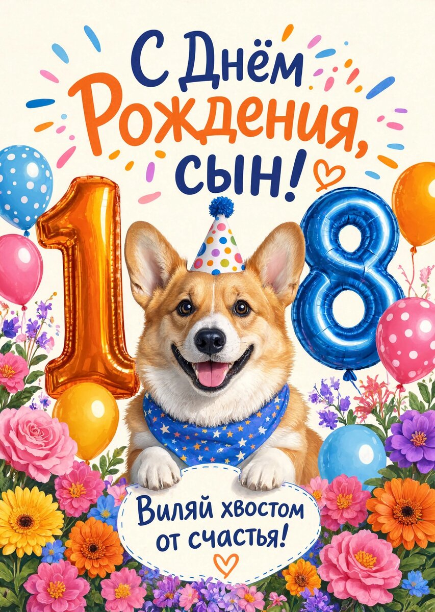 Открытка С днем рождения сыну #65