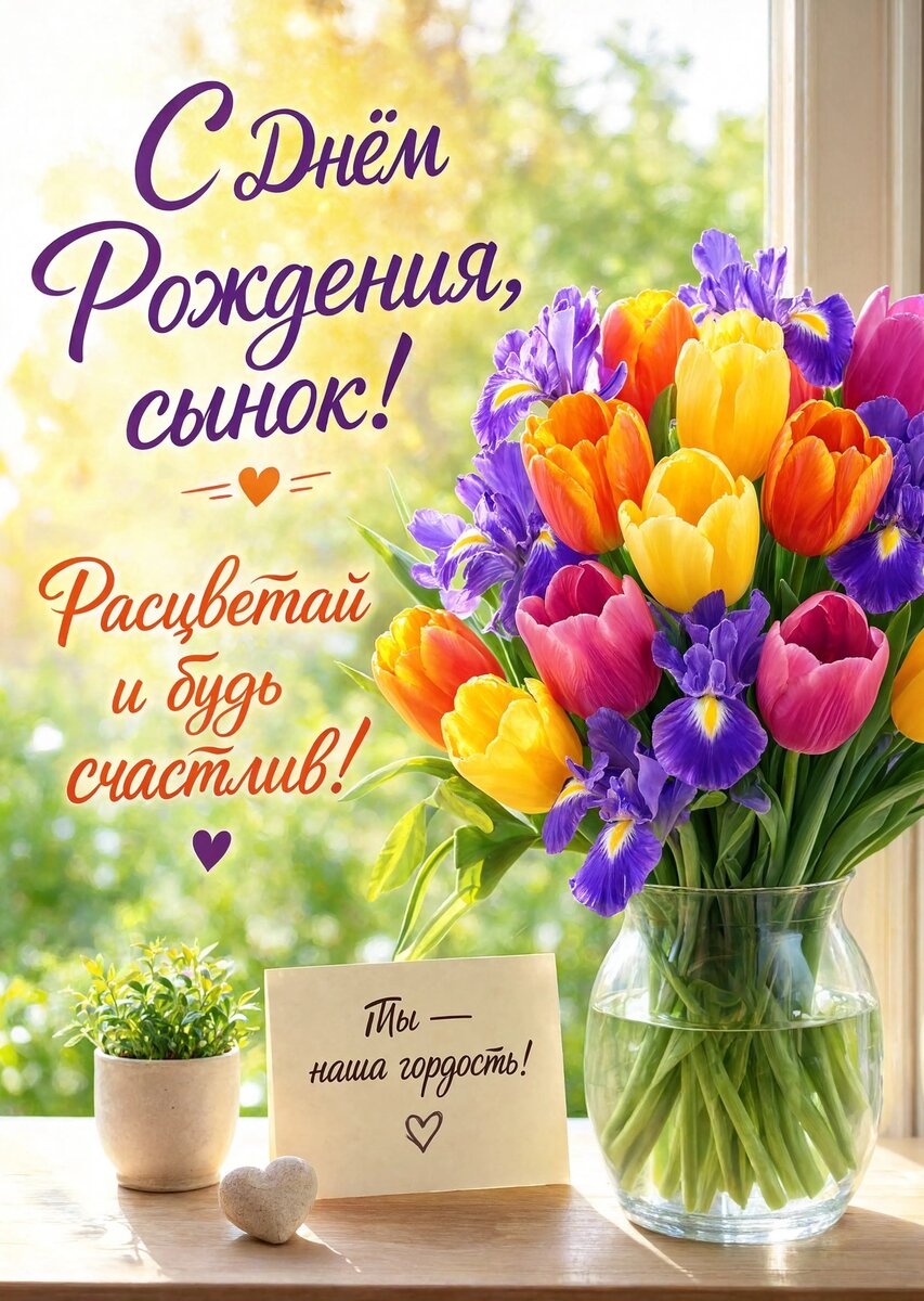 Открытка С днем рождения сыну #68