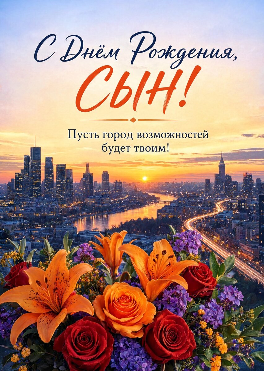Открытка С днем рождения сыну #71