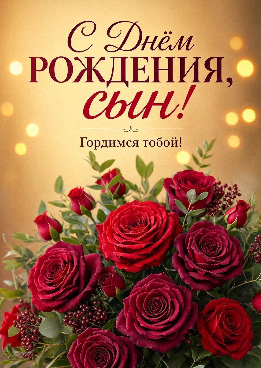 Открытка С днем рождения сыну #74