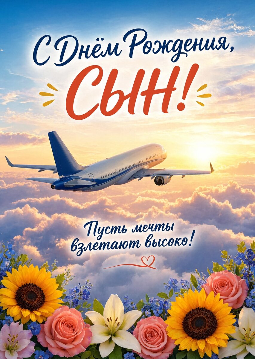 Открытка С днем рождения сыну #79