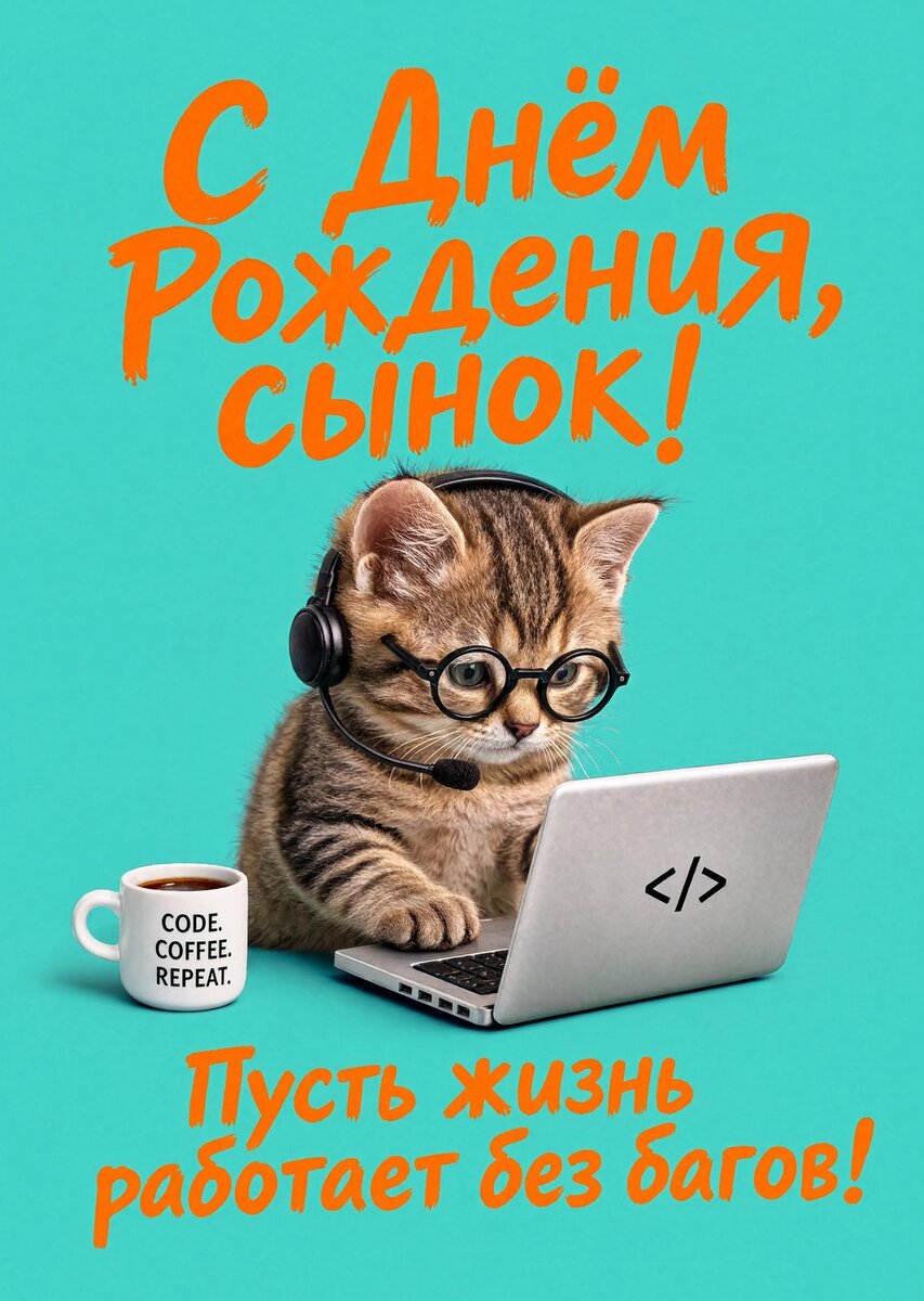 Открытка С днем рождения сыну #8