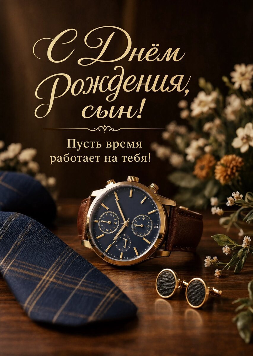 Открытка С днем рождения сыну #80