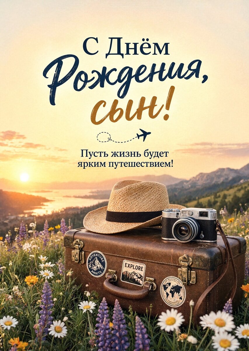 Открытка С днем рождения сыну #83