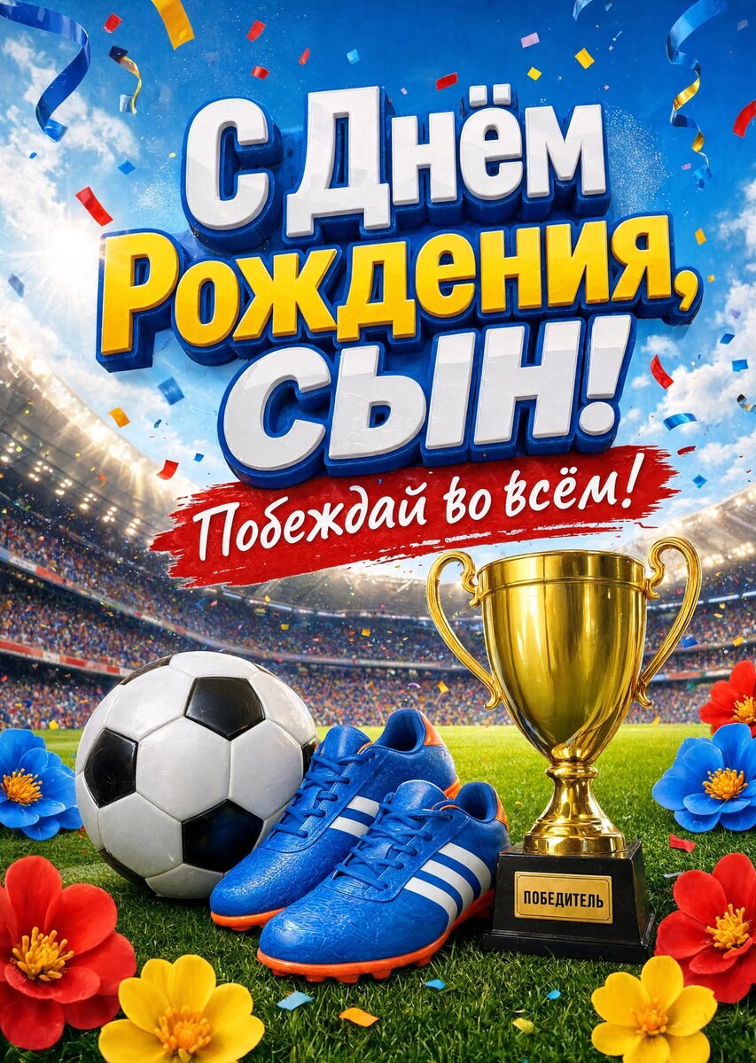 Открытка С днем рождения сыну #84