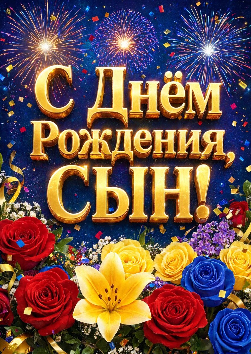 Открытка С днем рождения сыну #86