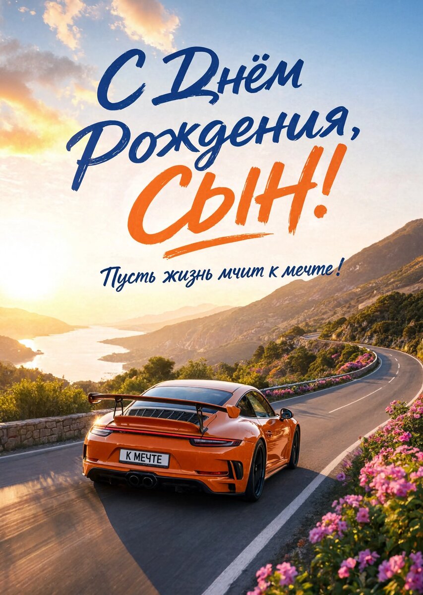 Открытка С днем рождения сыну #87