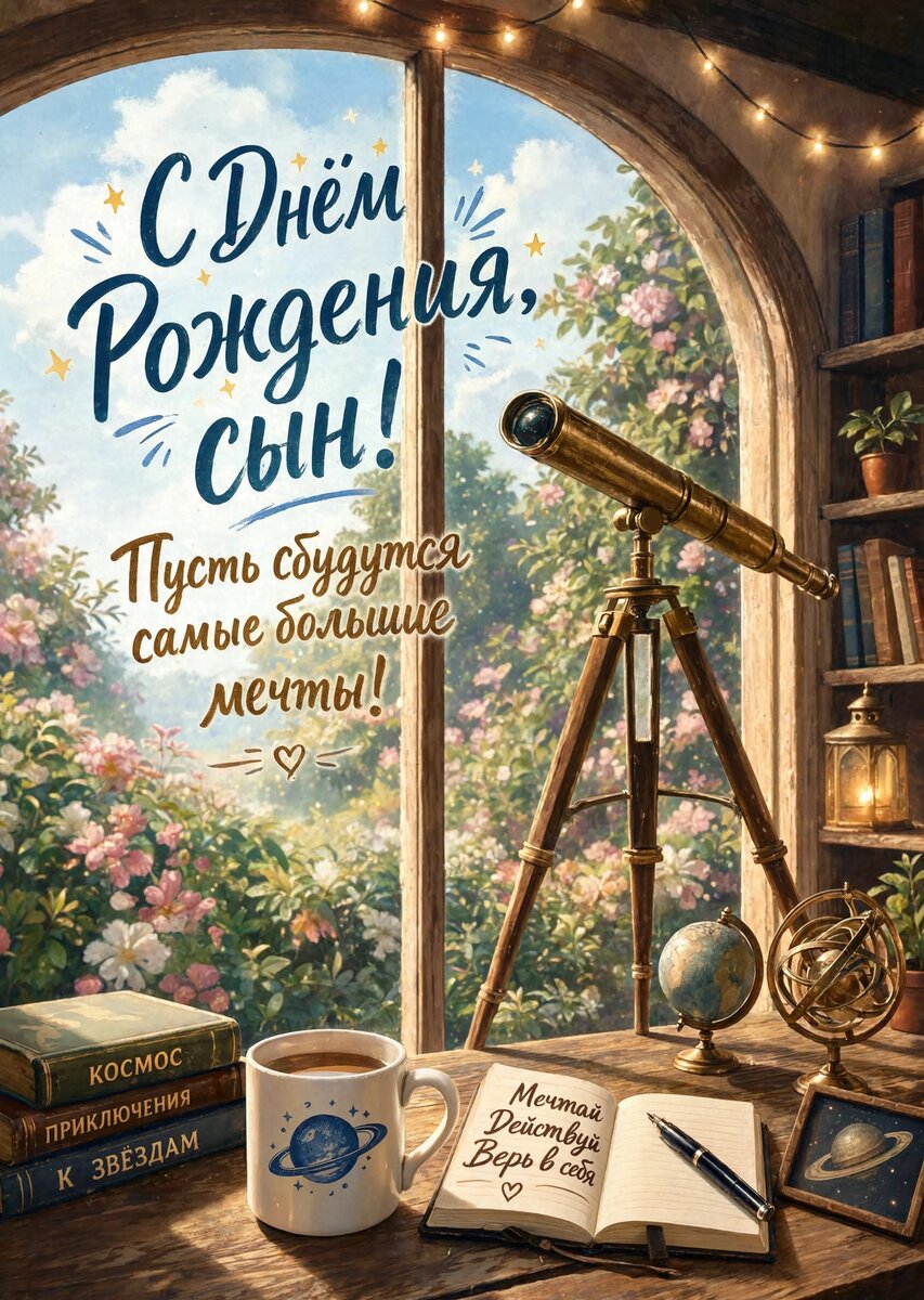 Открытка С днем рождения сыну #9