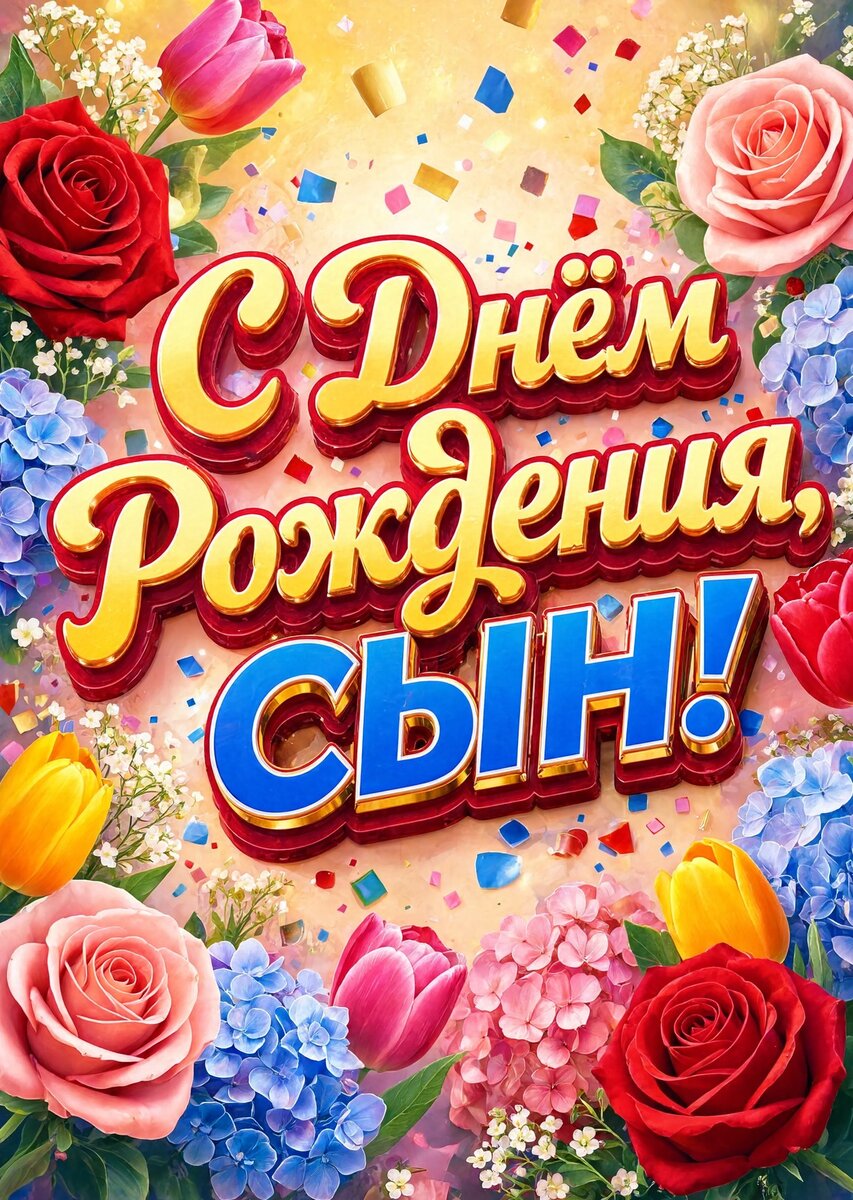 Открытка С днем рождения сыну #90