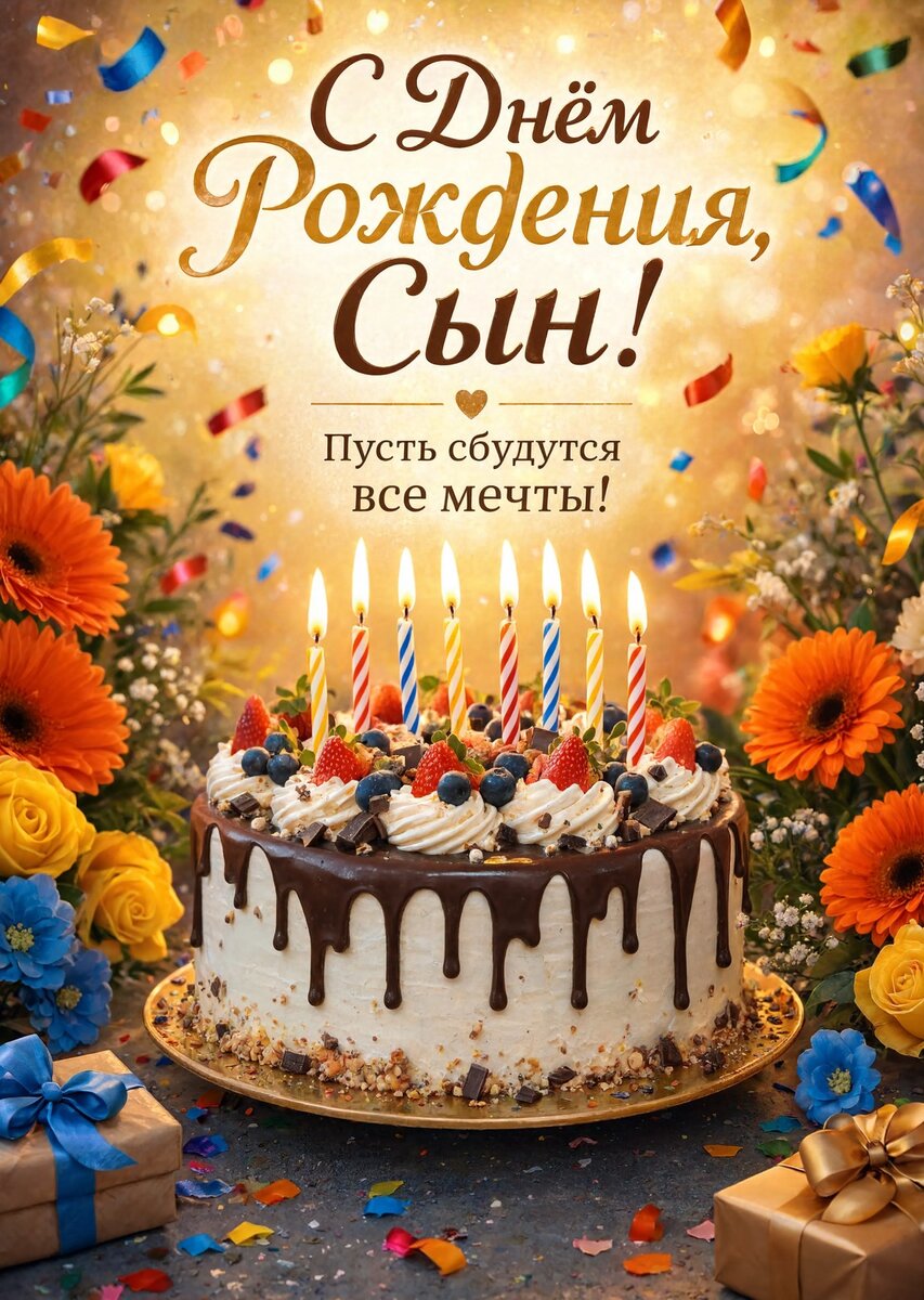 Открытка С днем рождения сыну #92