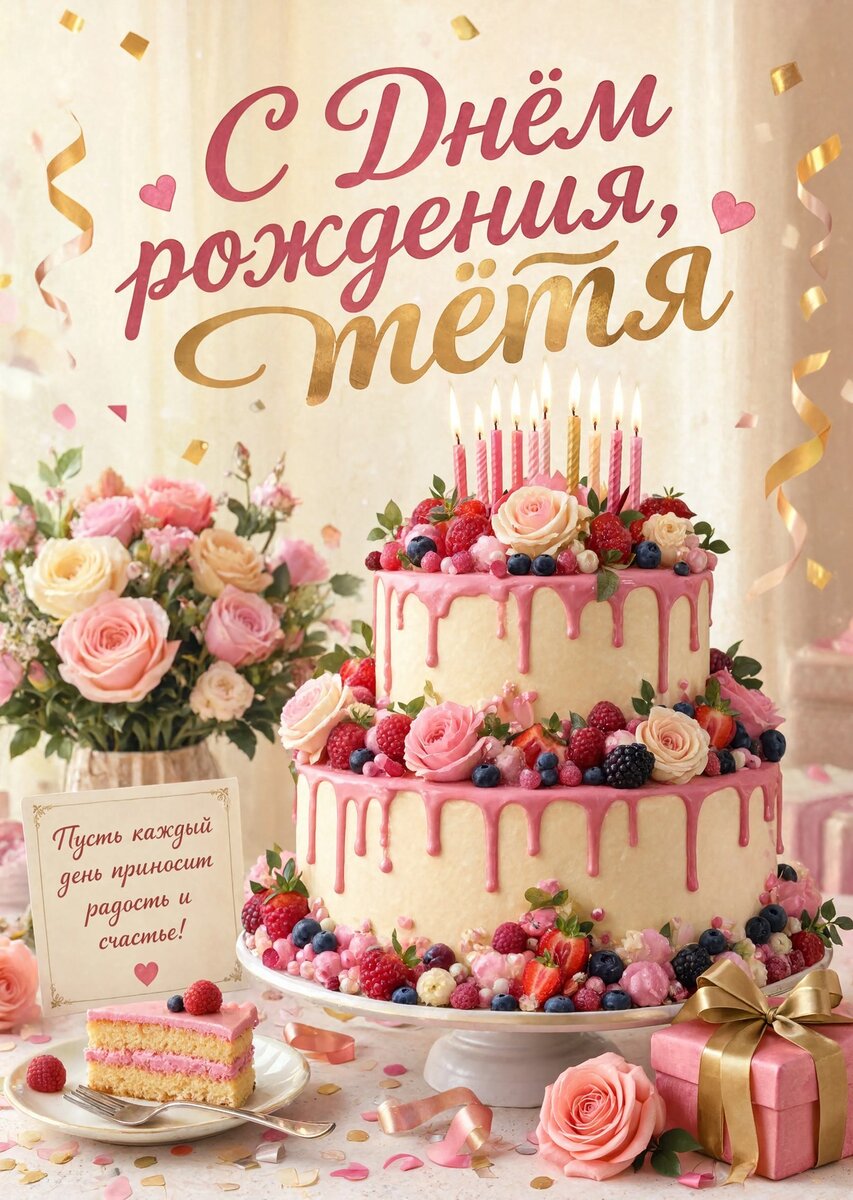 Открытка С Днём Рождения Тётя #16