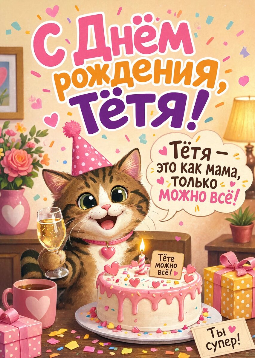 Открытка С Днём Рождения Тётя #17