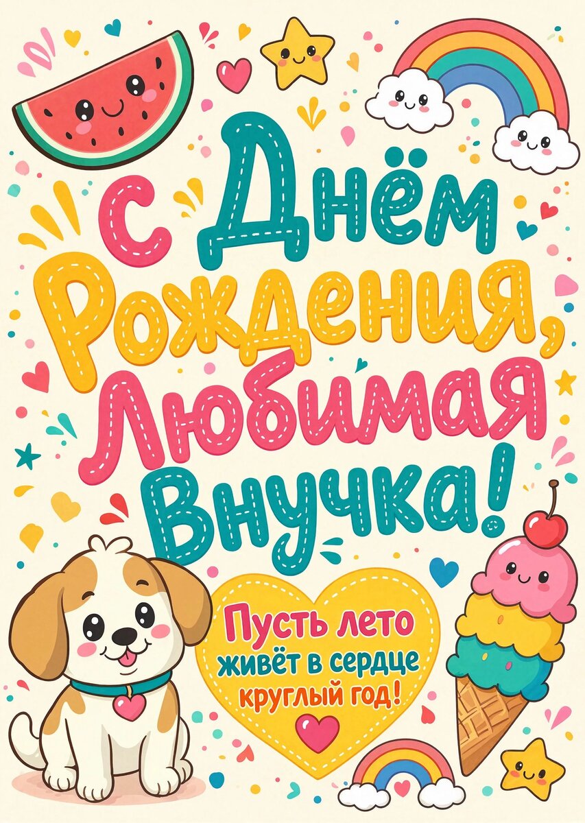 Открытка "С днем рождения внучка #24