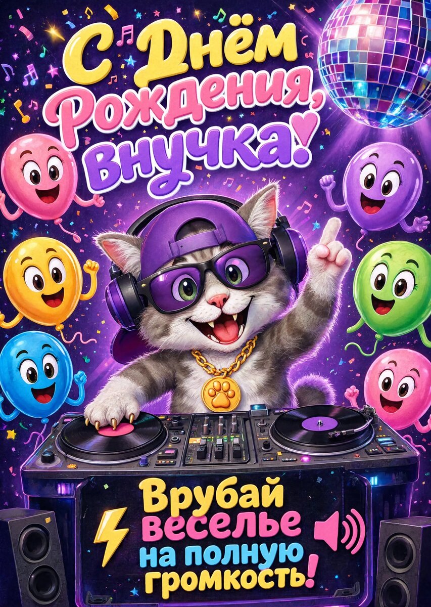 Открытка "С днем рождения внучка #26