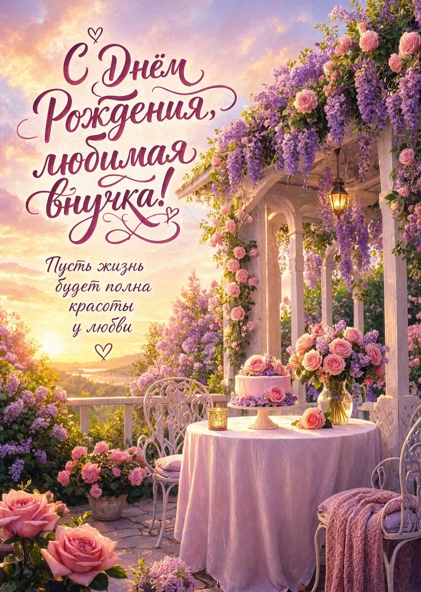 Открытка "С днем рождения внучка #28