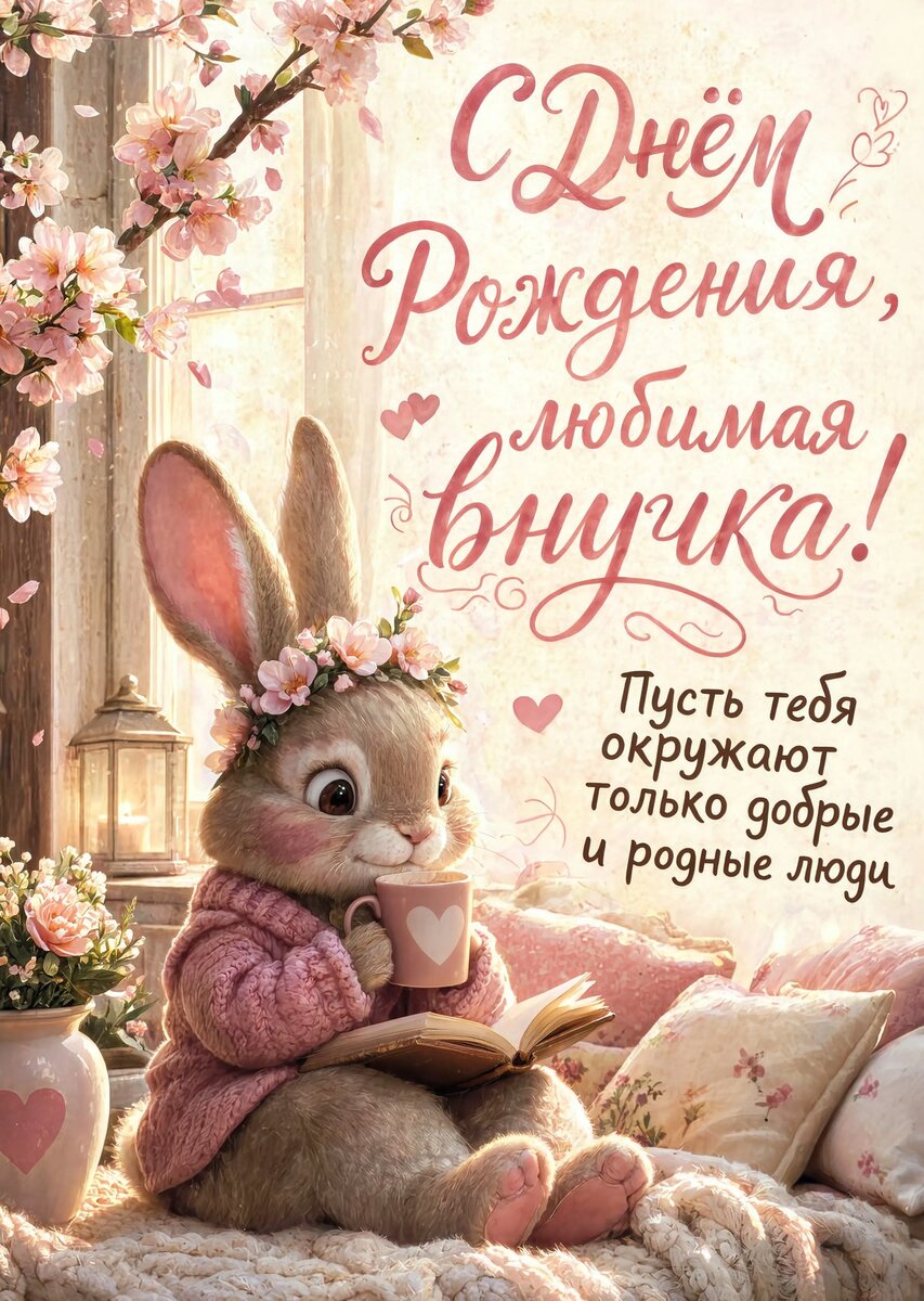 Открытка "С днем рождения внучка #3