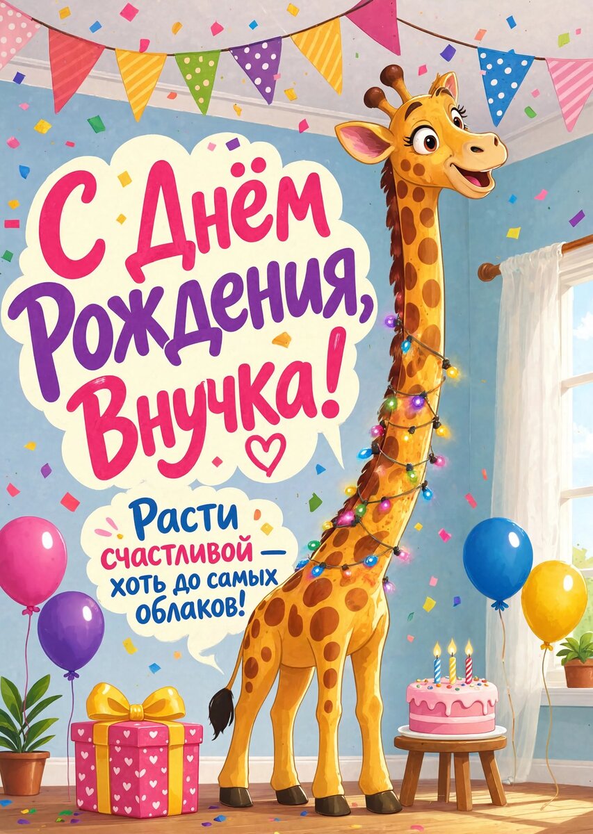 Открытка "С днем рождения внучка #32