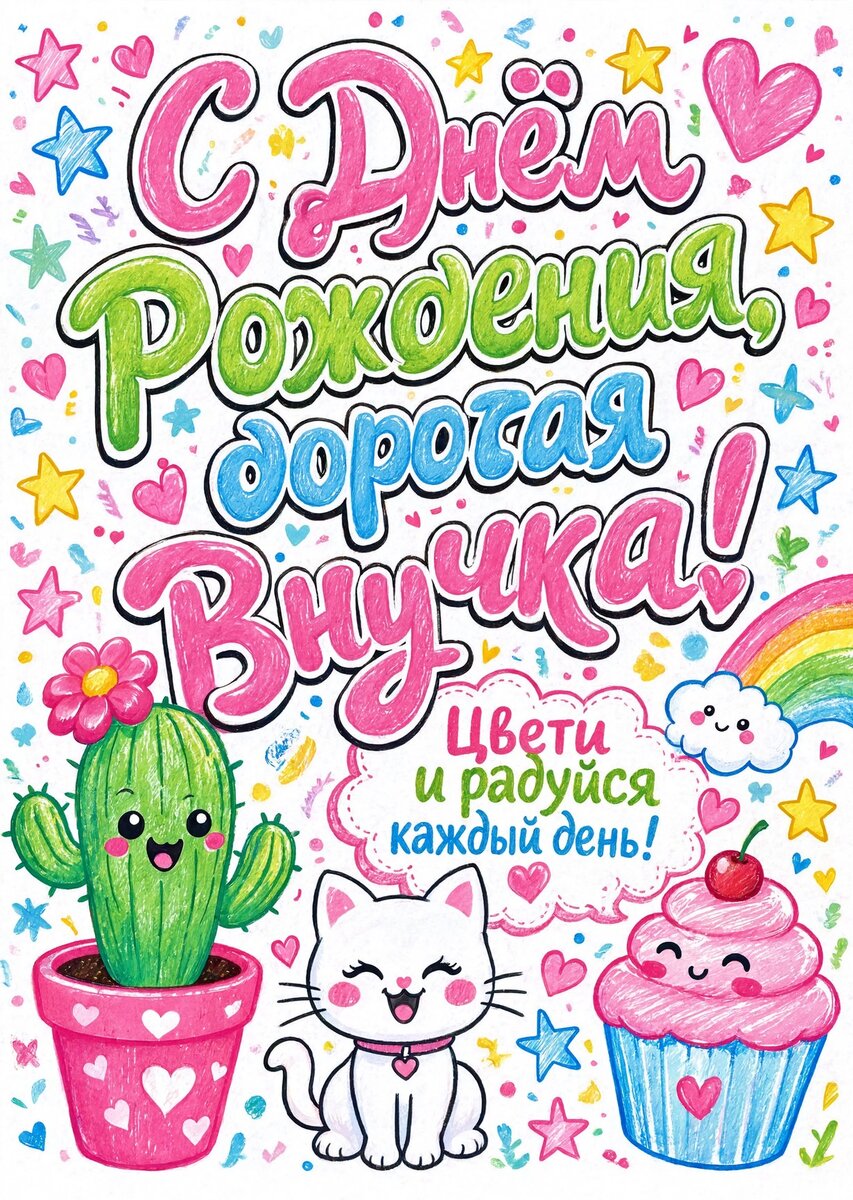 Открытка "С днем рождения внучка #35