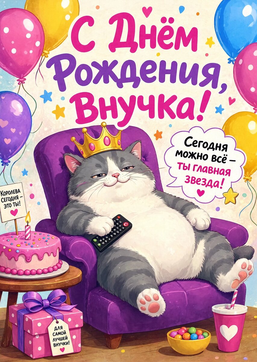 Открытка "С днем рождения внучка #36