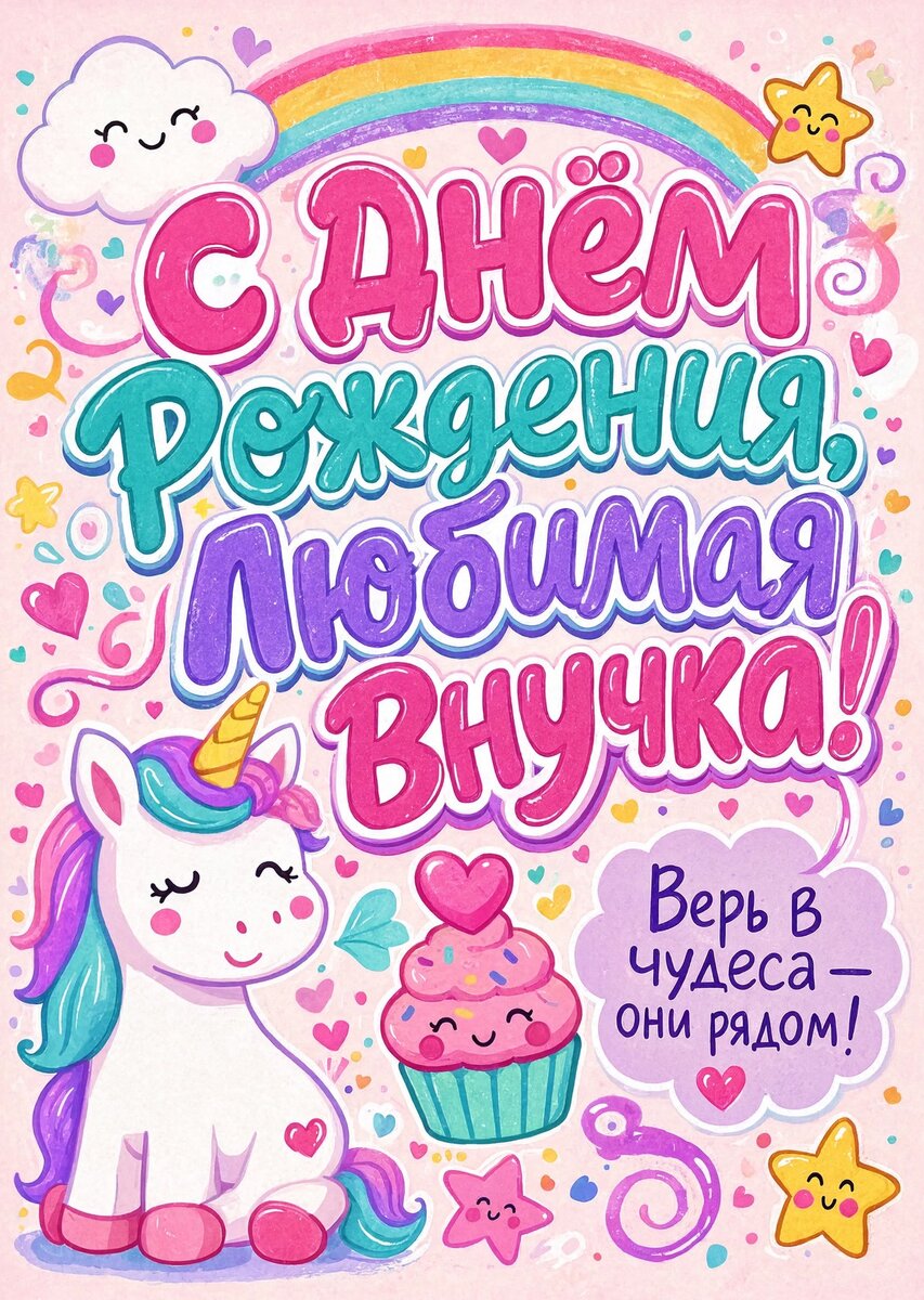 Открытка "С днем рождения внучка #41