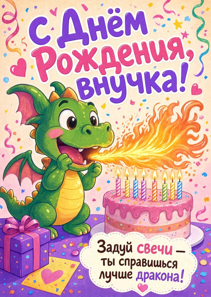 Открытка "С днем рождения внучка #43
