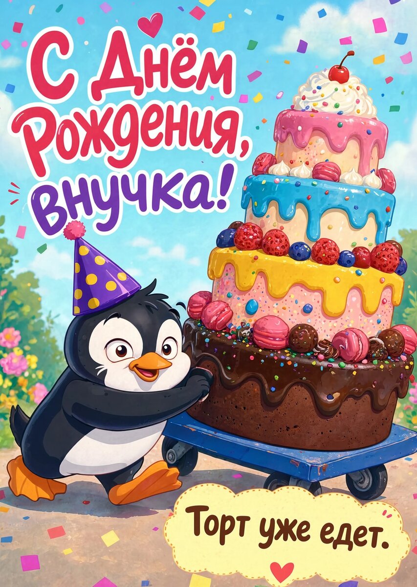 Открытка "С днем рождения внучка #5